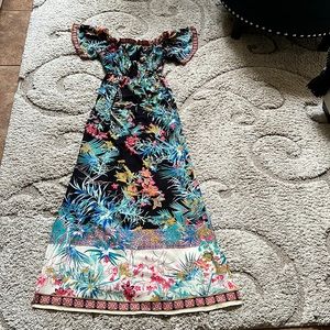 Anthropologie Flying Tomato Off the Shoulder Tropical Maxi Dress Small S